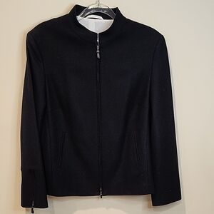 Elegant Wool Black Women's Bomber Jacket